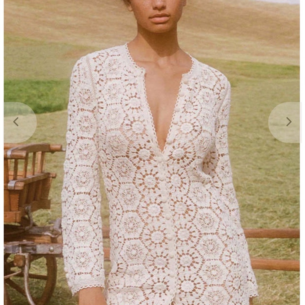 Spell Cream Crochet Mini Dress